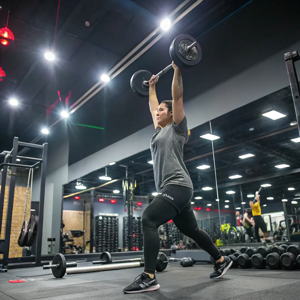 Person lifting weights in a gym environment